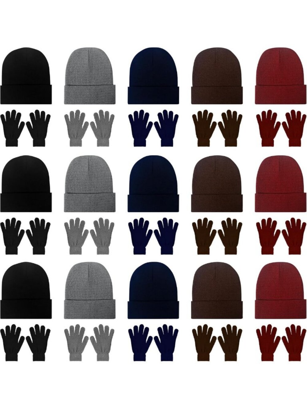 30 Pack Winter Beanie Hats & Gloves Set for Men & Women - Cozy Cold Weather Gift